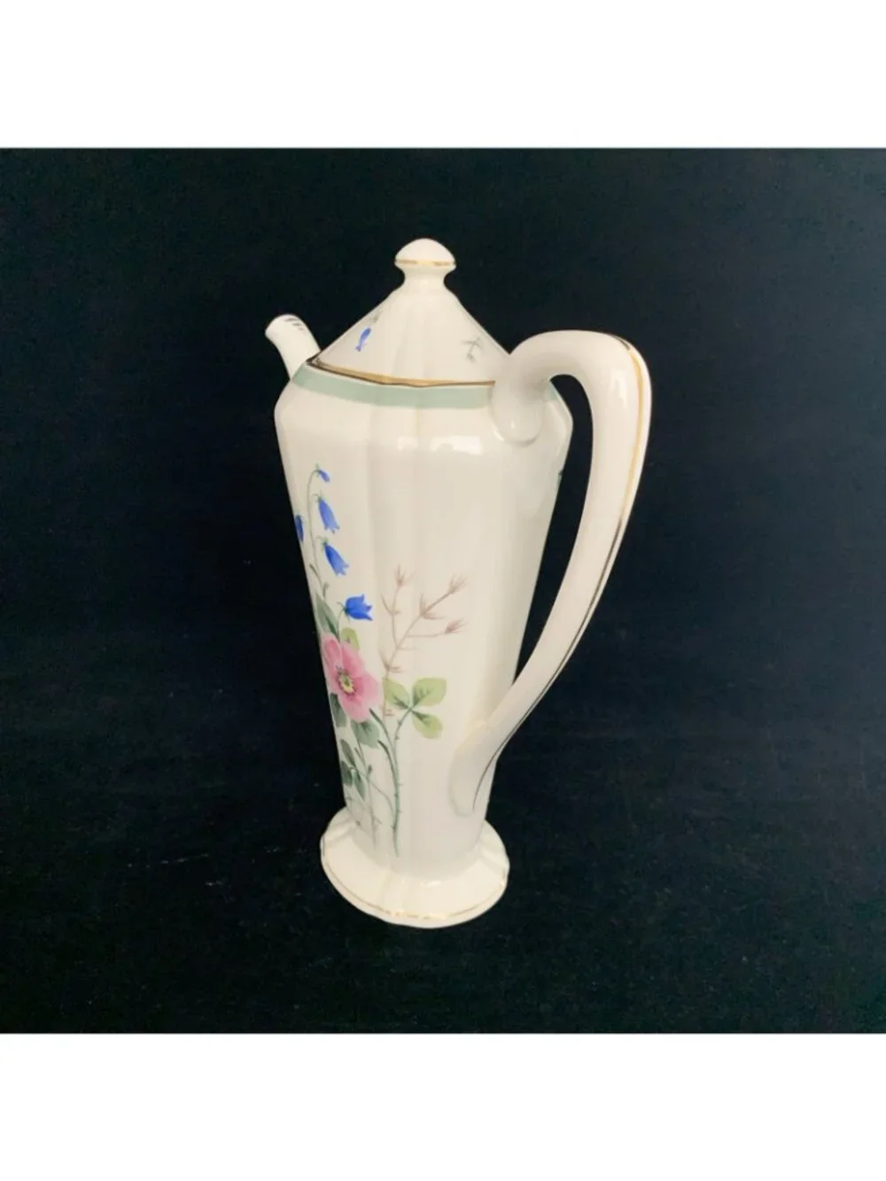 Vintage Frederik Lunning Coffee Pot 1037 E Challinor Signed Floral Porcelain 7.5 - Picture 2 of 12